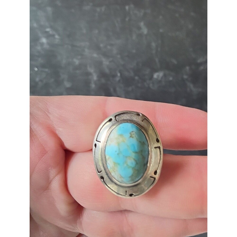 Mexican 925 Sterling Silver Turquoise Ring SIZE US 8.75 Vintage READ Description